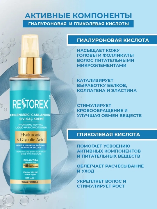 Спрей для волос несмываемый Restorex, питание и рост ,200 мл