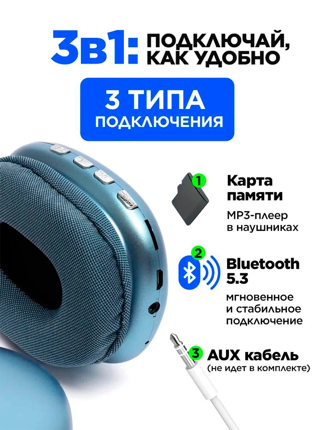 Simsiz Bluetooth P9 quloqchinlari mikrofon bilan ORGINA 100 A MAX