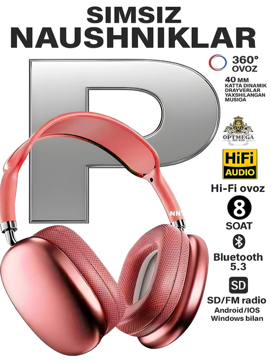 Simsiz Bluetooth quloqchin P9 | Mikrofonli | Bass | SD karta | AUX | Telefon va PC