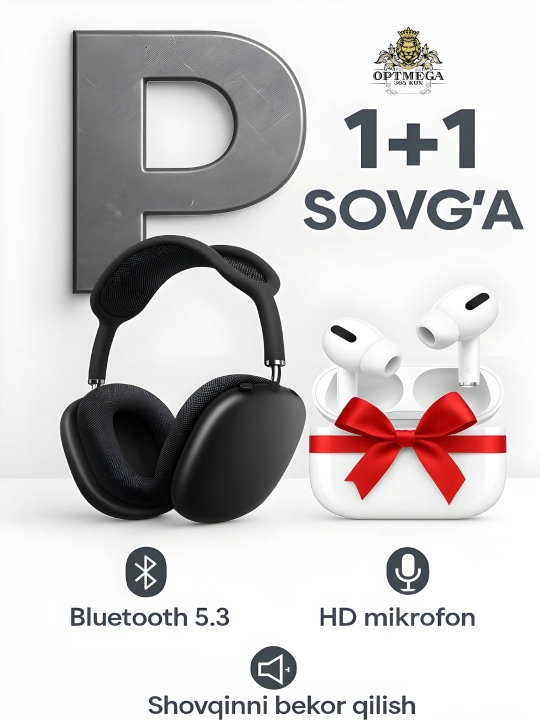IPhone va Android P9, MAX uchun APods, 1+1 simsiz quloqchinlar