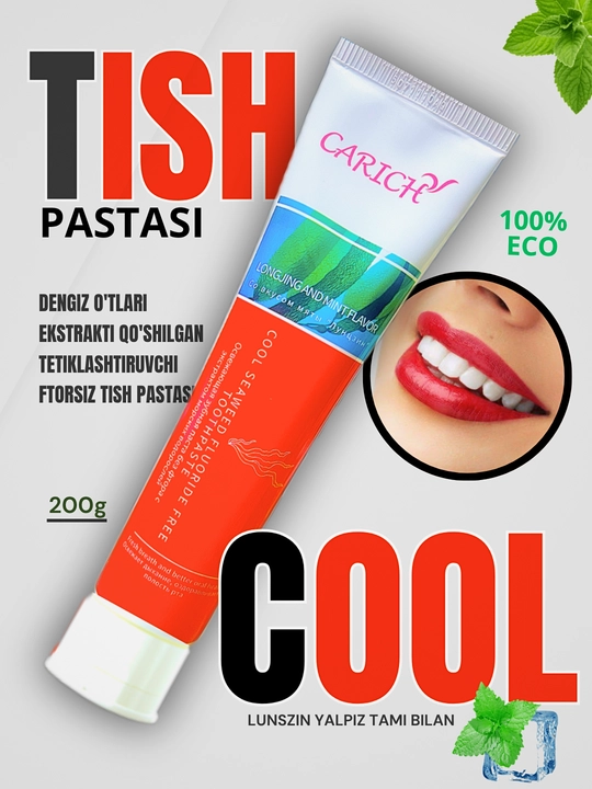 Toza Nafas va Yumshoq Oqartirishga Mo‘ljallangan COOL Tish Pastasi — 200 g - 