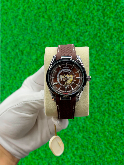 Мужские наручные часы OMEGA в классическом стиле, в подарочной упаковке.Кварцевый механизм — IDIAL-OMEGA-ФУКСИЯ