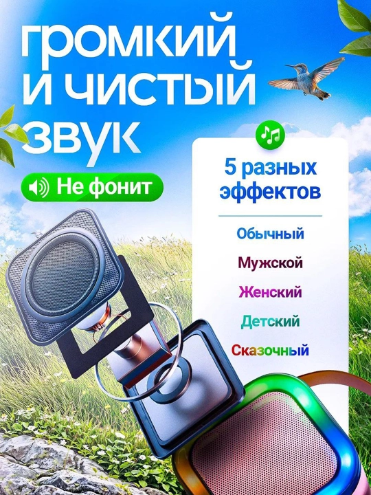 Karaoke Bluetooth kolonkasi, simsiz, bitta mikrofonli, bolalar uchun, 6W
