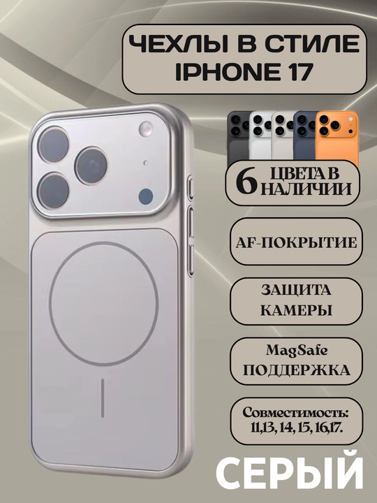 Чехлы в стиле iPhone 17 и iPhone 18 для моделей iPhone 11–17 Pro / Pro Max с MagSafe