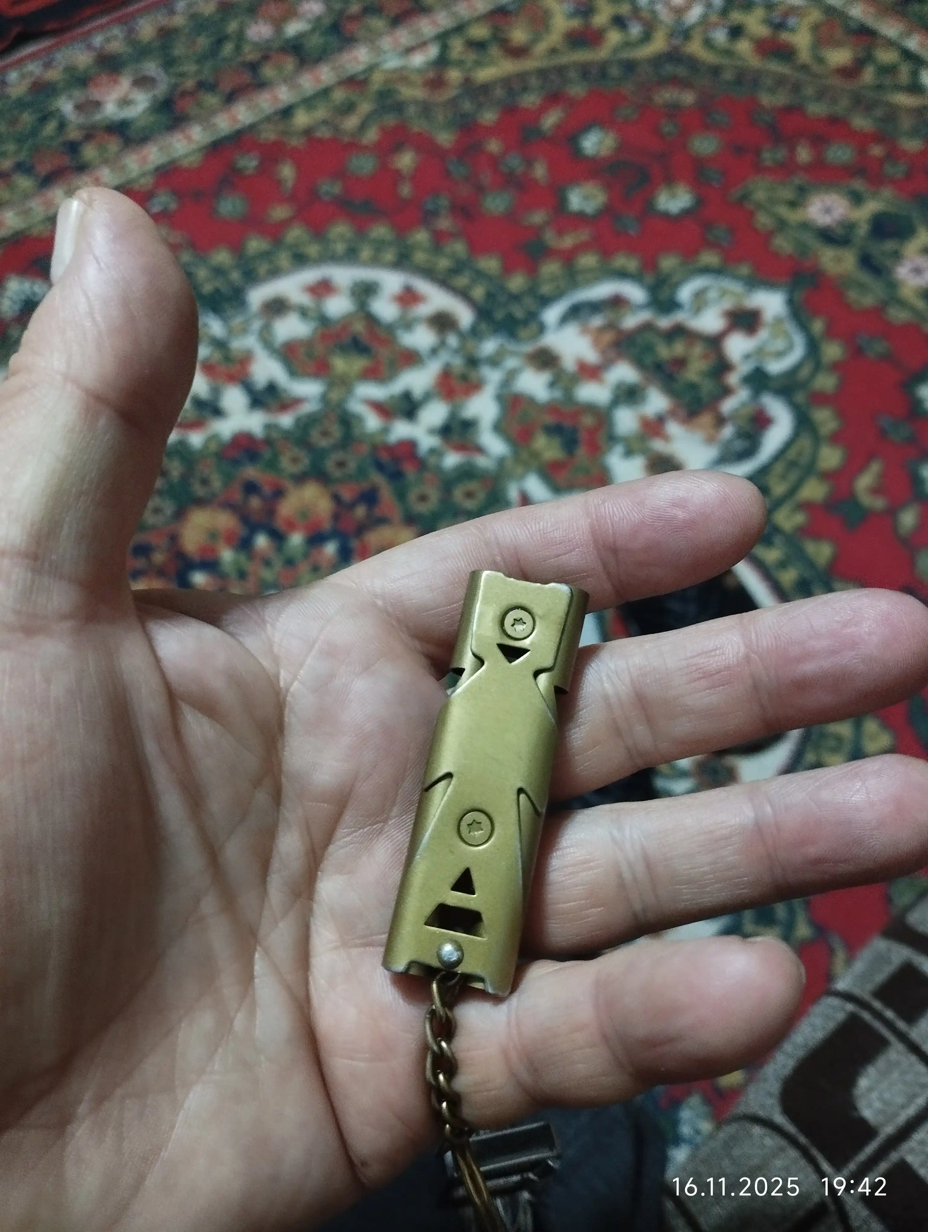Hushtak, o'zini himoya qilish taktik hushtak, signal, ikki chastotali, metall kalitcha