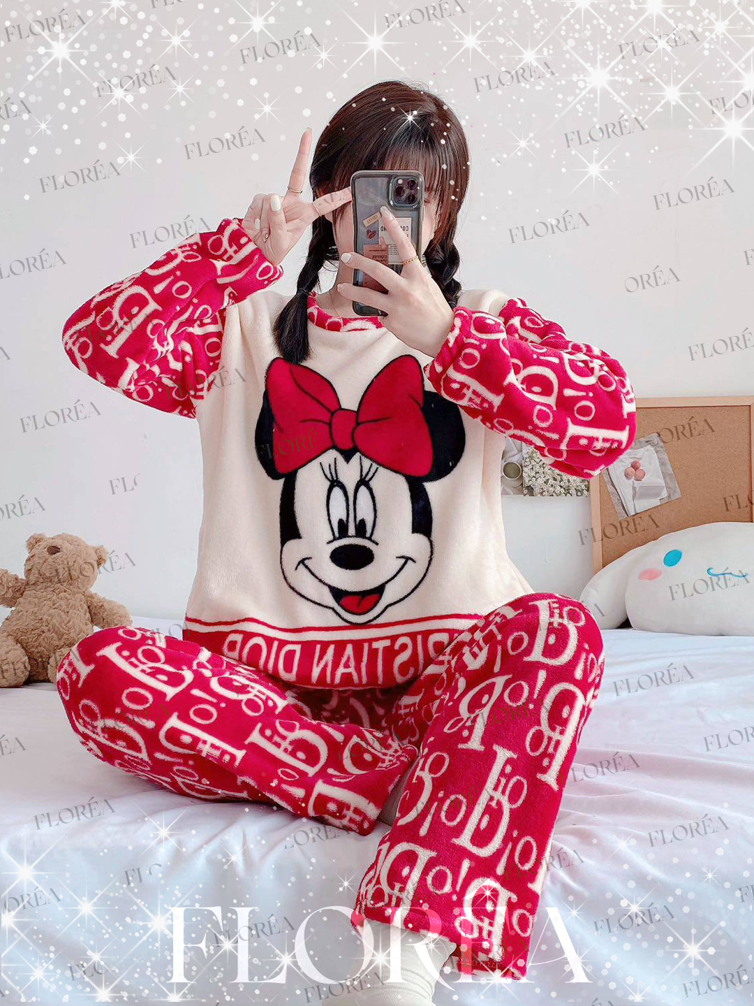Plyushli momiq pijama, yumshoq, shim bilan - 