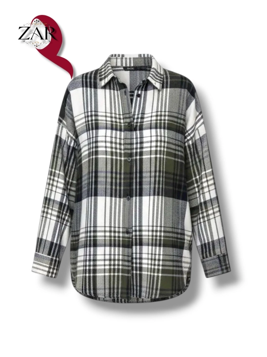 Женская рубашка в клетку, на пуговицах, свободный крой, размер стандарт 44-50 M-XL - 