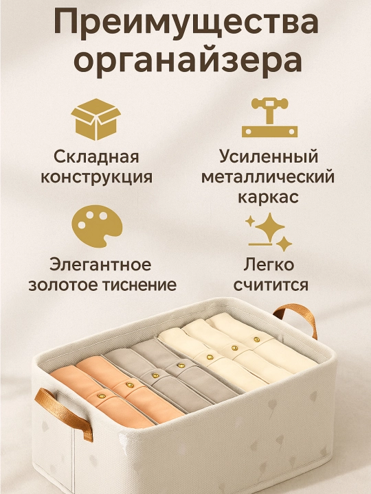 Органайзер для шкафа FORRIS HOME, складной ящик для хранения одежды, кофр 26л