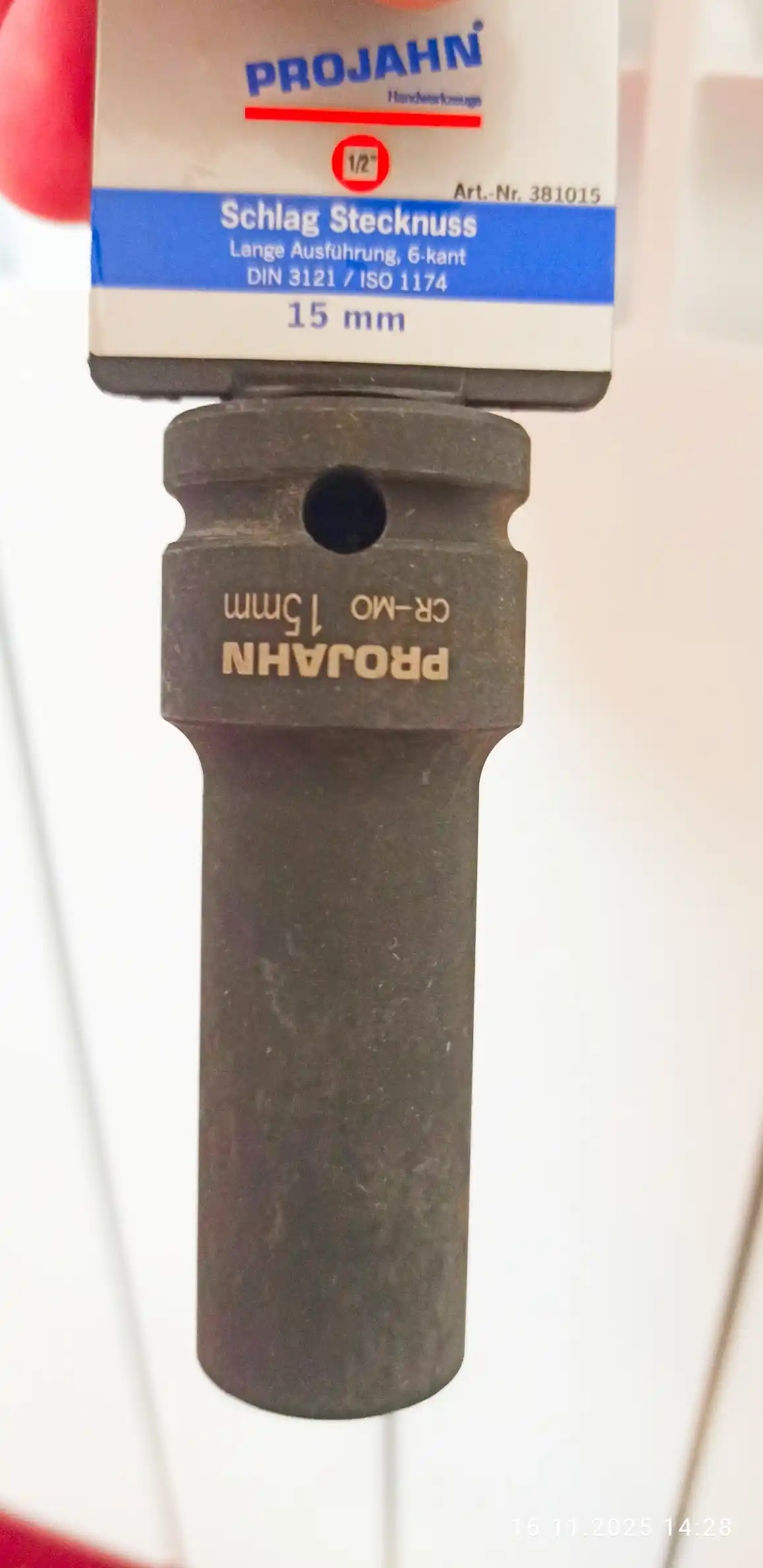 Zarba boshi Projahn, olti burchakli, chuqur, 12.5 / 1/2", 15 mm