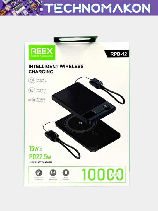Tashqi akkumulyator powerbank Reex RPB-12 10000 mAh magsafe, PD 22,5W, tezkor quvvatlash