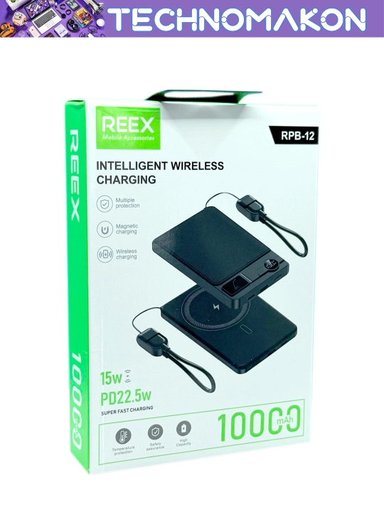Tashqi akkumulyator powerbank Reex RPB-12 10000 mAh magsafe, PD 22,5W, tezkor quvvatlash