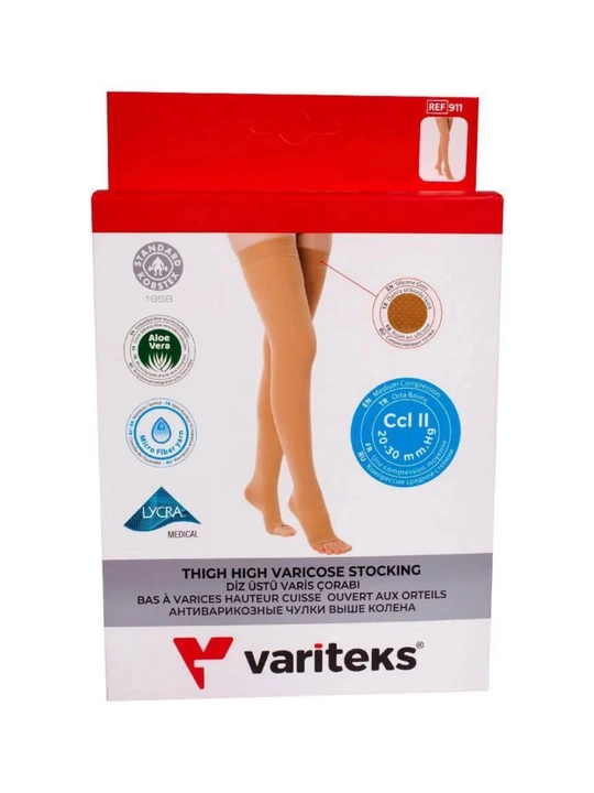 Variteks 911 – Tizzadan yuqori varikoz paypoqlari (ochiq burun) - 