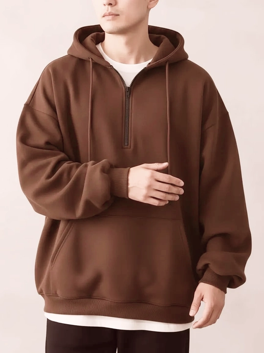 Xudi oversize, erkaklar uchun yarim zamok, kapyushonli tolstovka, paxta 70% poliester 30%