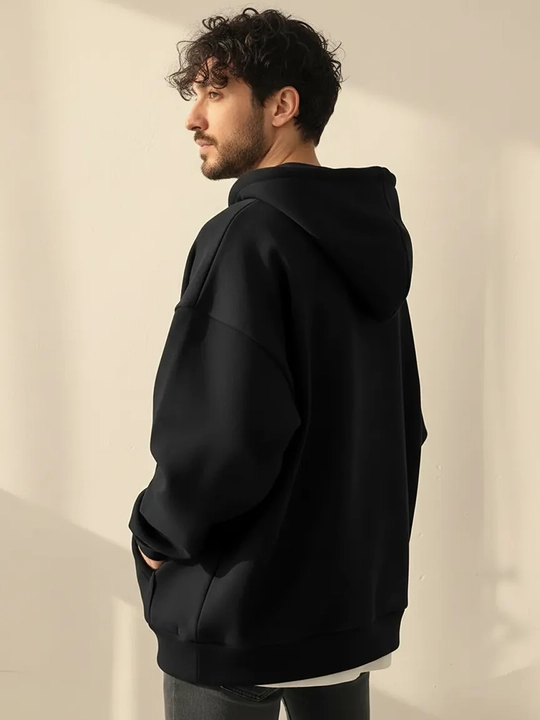 Xudi oversize, erkaklar uchun yarim zamok, kapyushonli tolstovka, paxta 70% poliester 30%