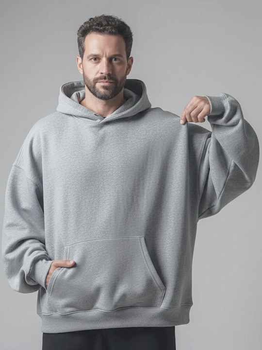 Xudi oversize, erkaklar uchun yarim zamok, kapyushonli tolstovka, paxta 70% poliester 30%
