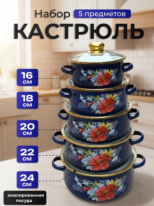 Набор кастрюль со стеклянной крышкой - 