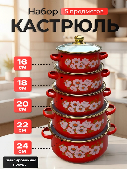 Набор кастрюль со стеклянной крышкой - 