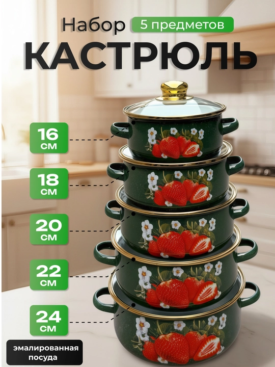 Набор кастрюль со стеклянной крышкой - 