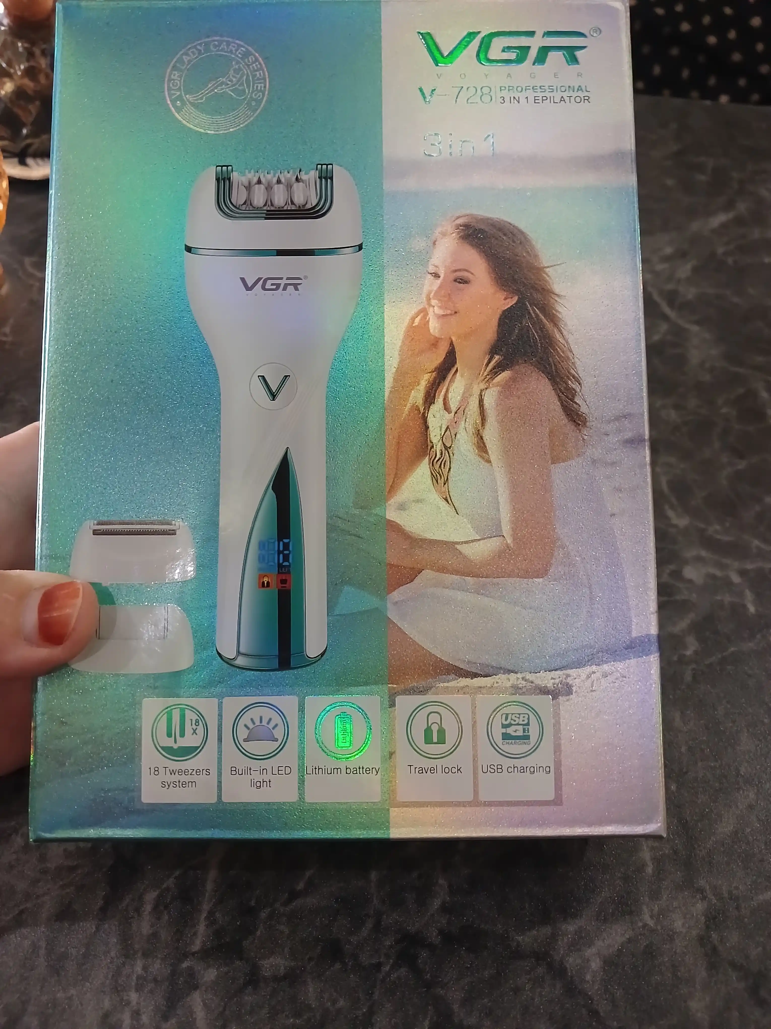 Professional epilyator modeli VGR V-728 simsiz, ayollar tanasi uchun