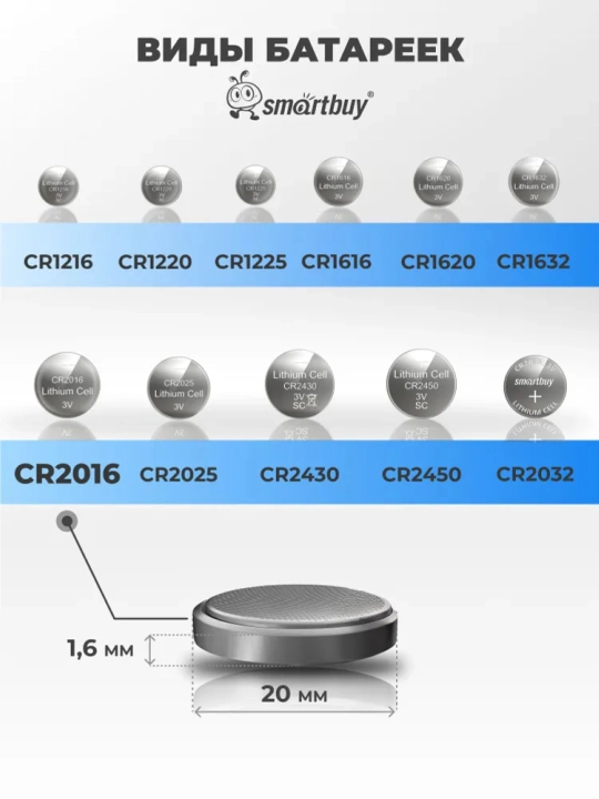 Батарейки литий, 3V, CR2032,CR2025,CR2016,CR1632,CR1620,CR1616,CR1225,CR1220,CR1216