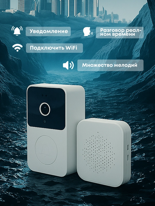 Wi-Fi дверной звонок с камерой – HD запись и управление через приложение