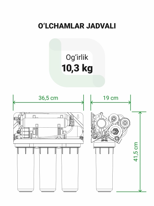 Geyzer Allegro-P teskari osmos nasos bilan, kuniga 200 litr, qattiq suv uchun