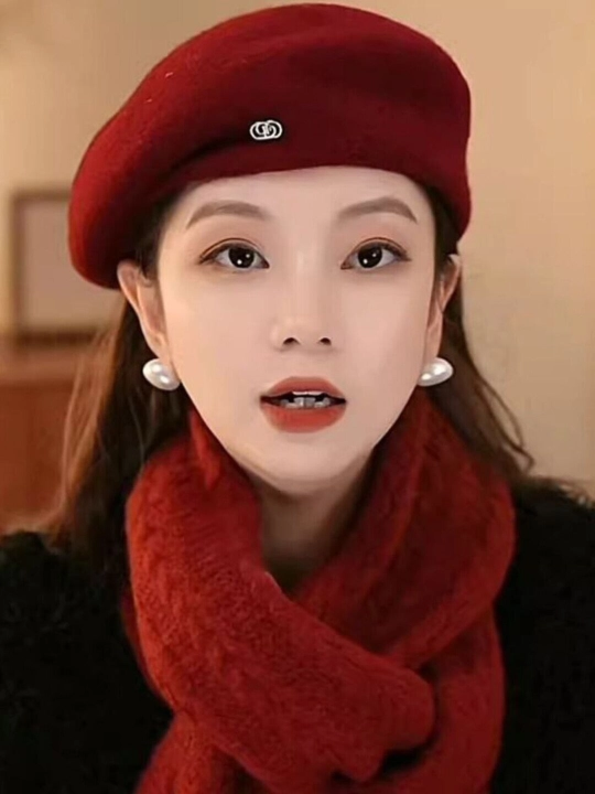 Ayollar va qizlar uchun beret, qishki qalin qalpoq, dumaloq to‘qilgan, ikki qavat, klassik
