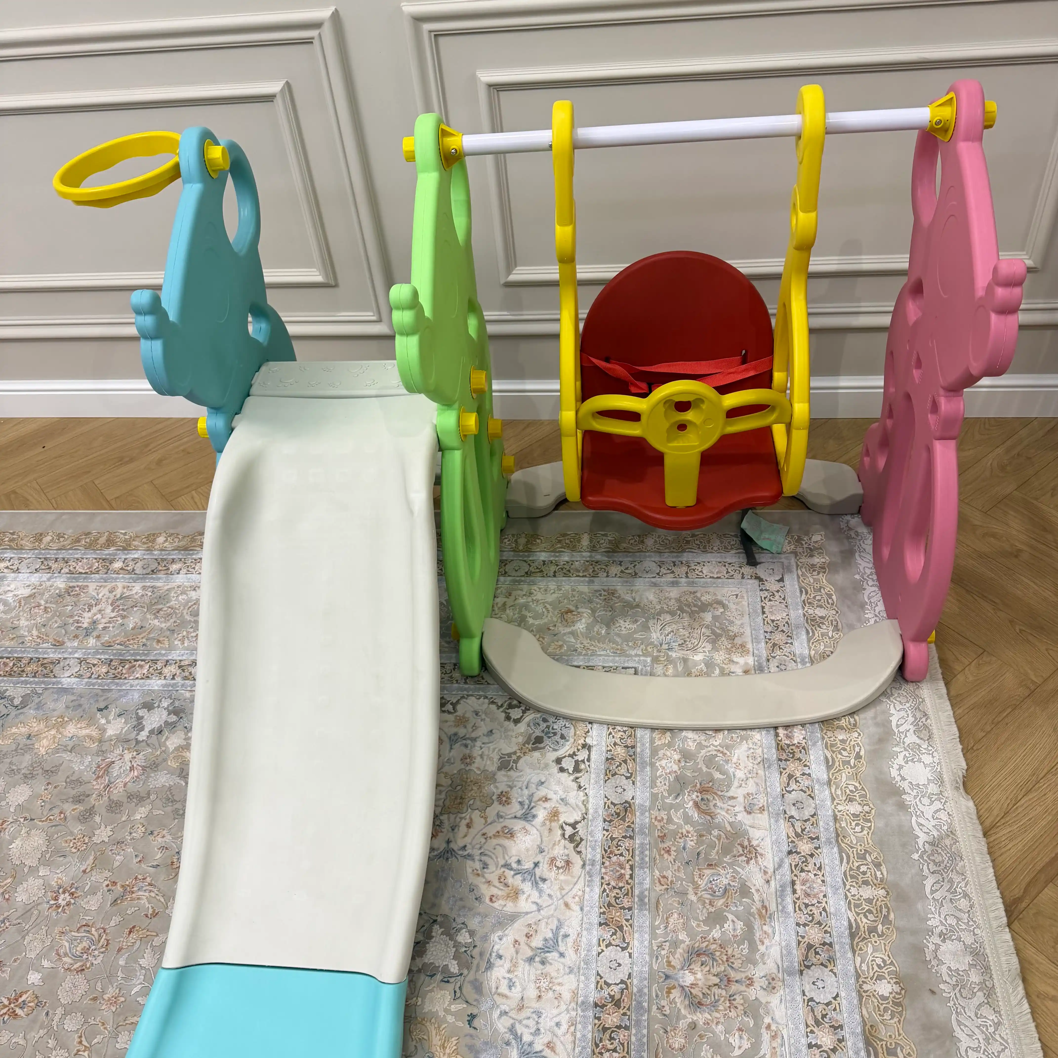 Игровой комплекс 3-в-1: Горка + Качели + Баскетбольное кольцо 