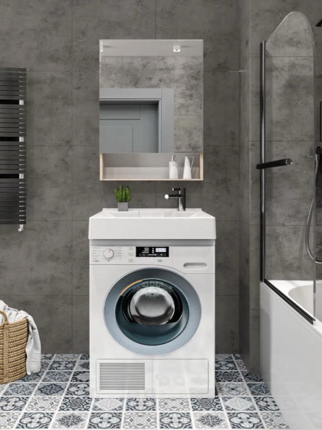 1MARKA LAUNDRY 600×600 — kir yuvish mashinasi ustiga o‘rnatiladigan rakovina