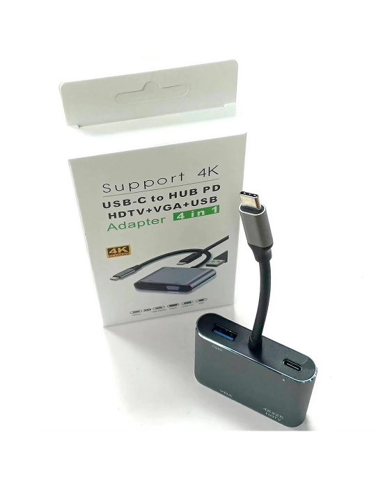4 в 1 адаптер (HDMI 4K, VGA 1080p, USB 3.0, Type-C)