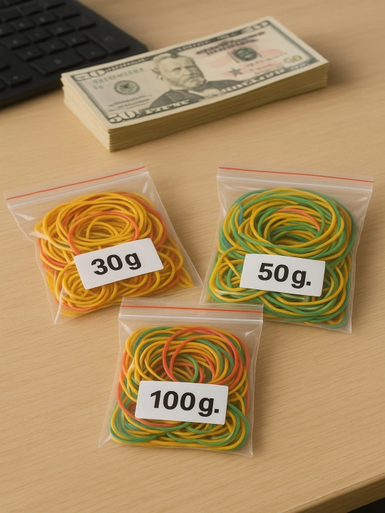Pul va boshqa ofis hamda ish yuritish buyumlari uchun kauchuk rezinalar 30, 50, 100 gram - 