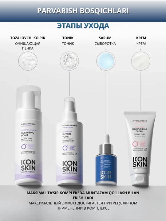 ICON SKIN yuz serumi — namlash, tiklash, taranglik va lifting, 30 ml