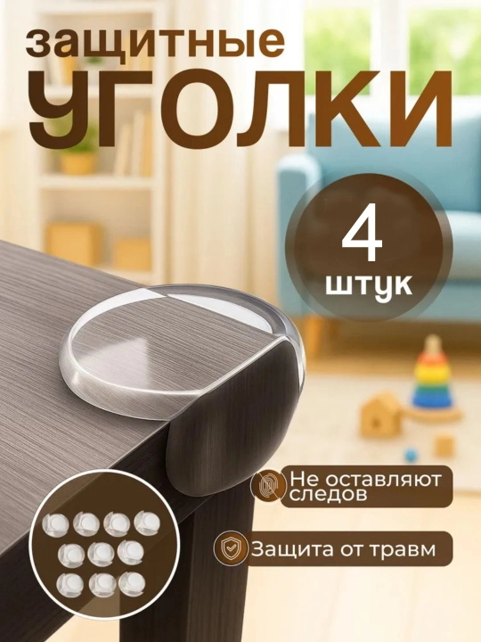 Mebel uchun himoya burchaklari, 4 dona, o‘zi yopishadigan silikon - 