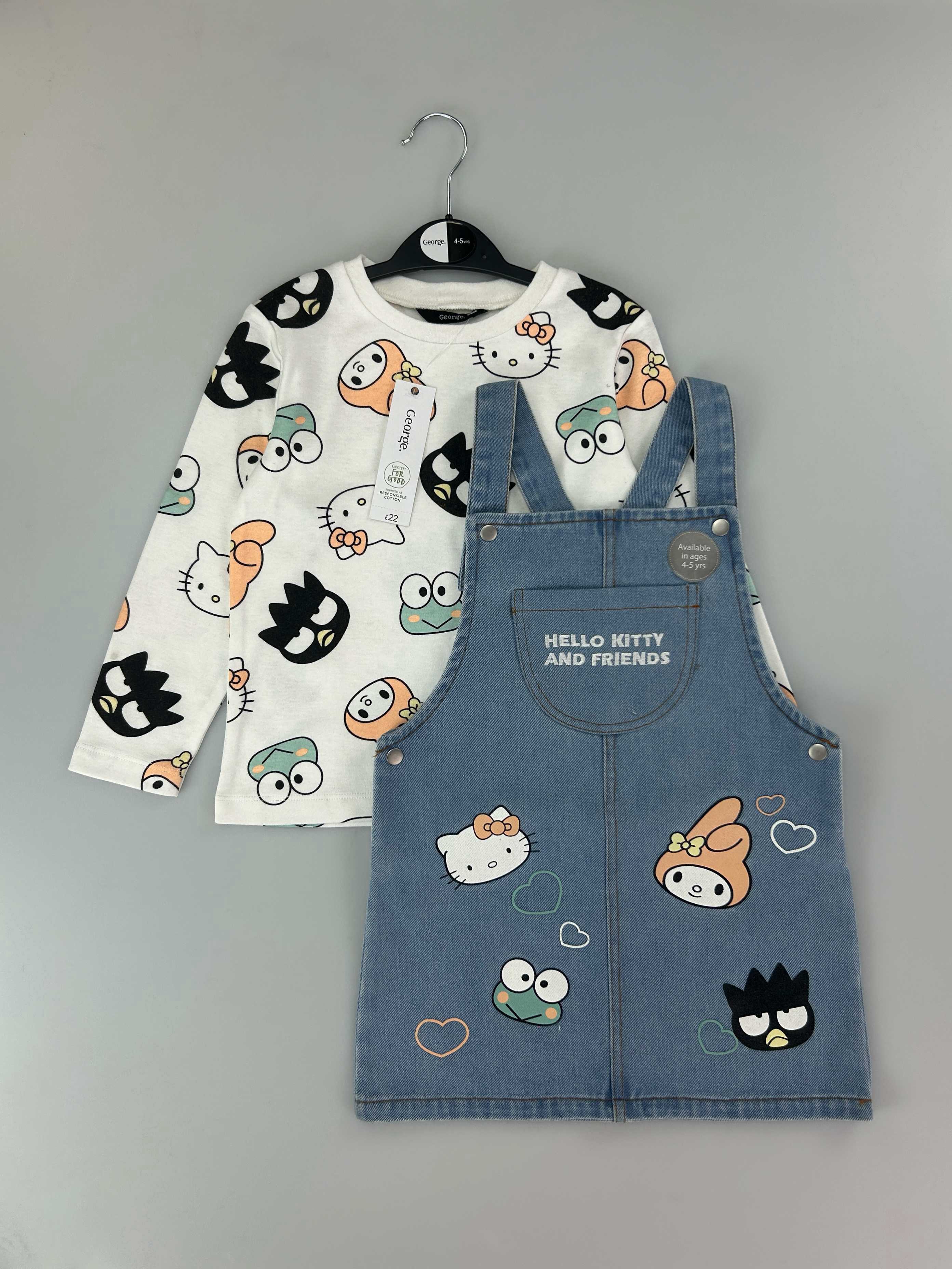 Платье-сарафан для девочек с лонгсливом, от бренда George (2 предмета, 2-8 лет)