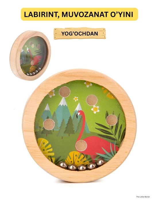 Labirintli muvozanat o'yini, rivojlantiruvchi, yog'ochdan - 
