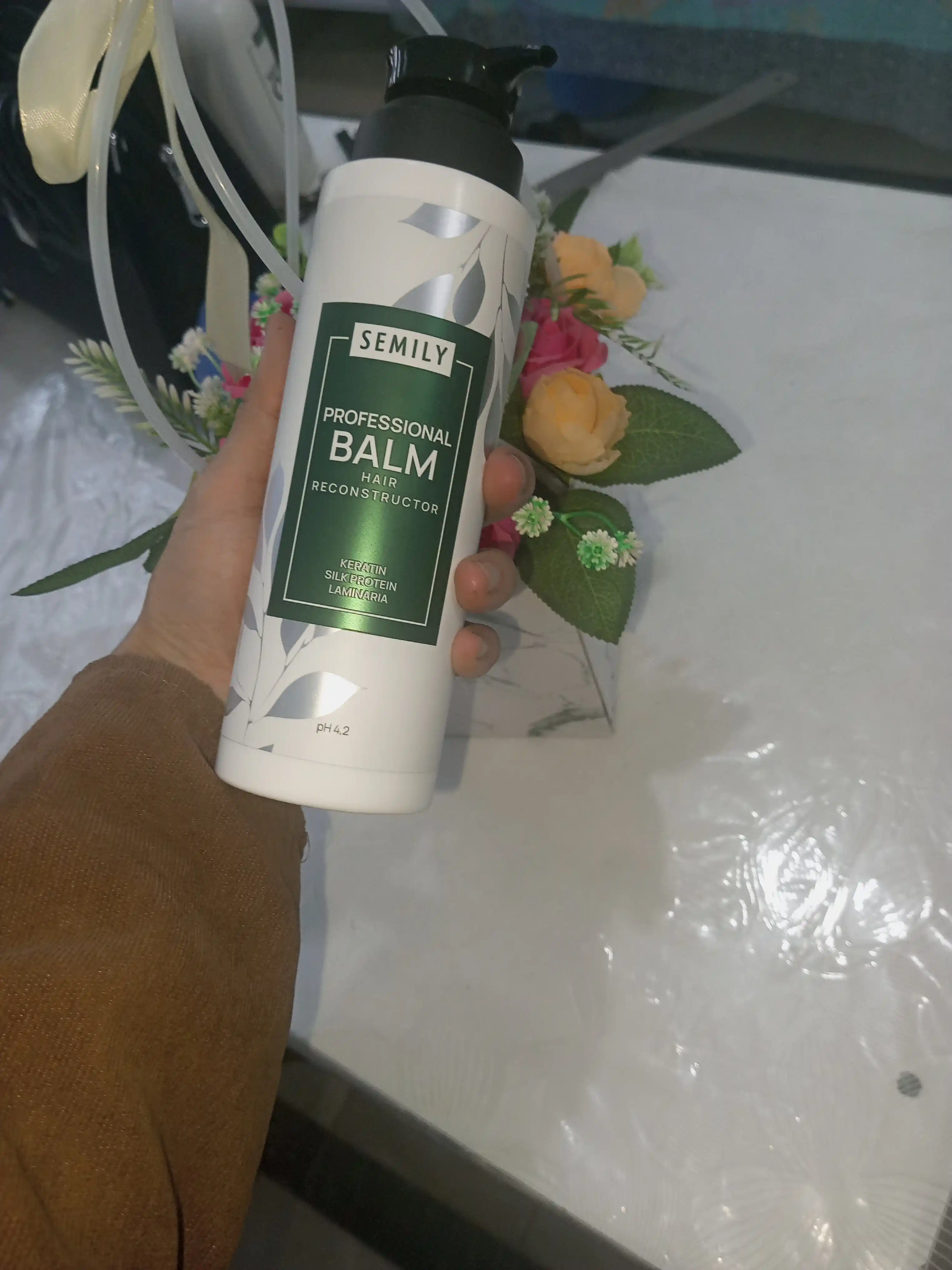 Keratin va ipakli soch chayish balzami, SEMILY konditsioneri, 400 ml