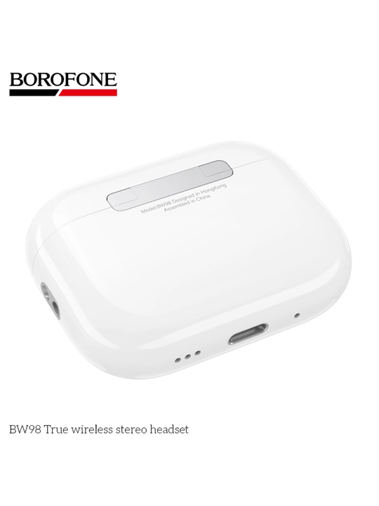 Pro 3 Borofone BW98 TWS mikrofonli Bluetooth simsiz eshitish vositasi, oq