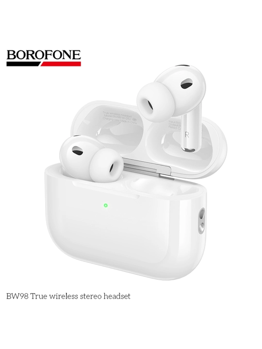 Pro 3 Borofone BW98 TWS mikrofonli Bluetooth simsiz eshitish vositasi, oq
