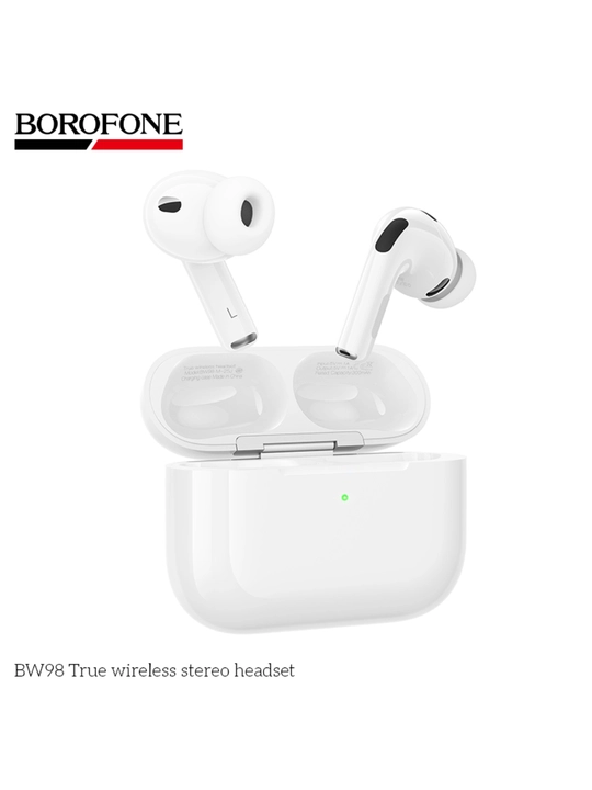 Pro 3 Borofone BW98 TWS mikrofonli Bluetooth simsiz eshitish vositasi, oq
