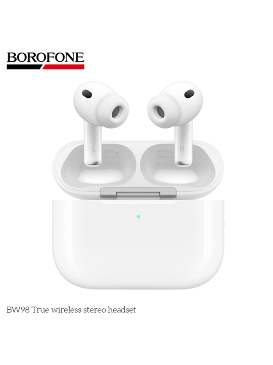 Pro 3 Borofone BW98 TWS mikrofonli Bluetooth simsiz eshitish vositasi, oq