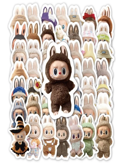Nаkleýkalar, stikerlar “Labubu”, 50 dona, 7 sm gacha - 