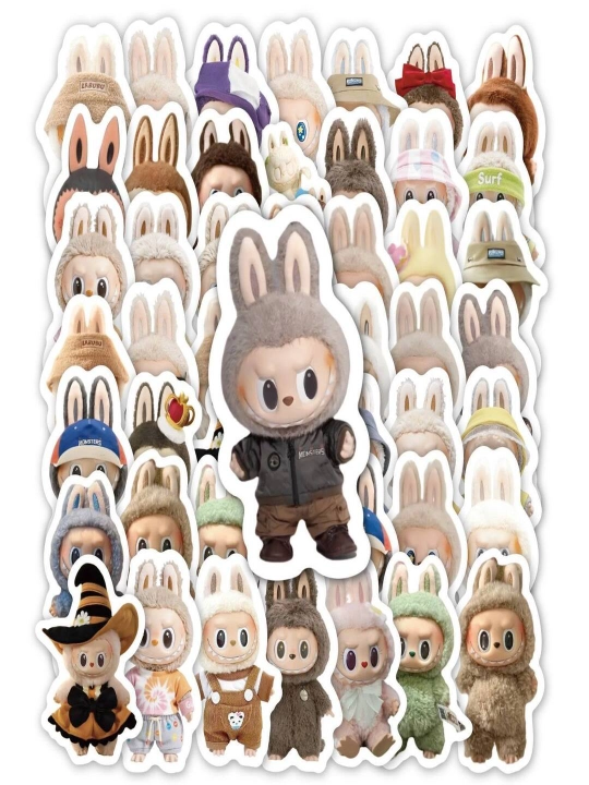 Nаkleýkalar, stikerlar “Labubu”, 50 dona, 7 sm gacha