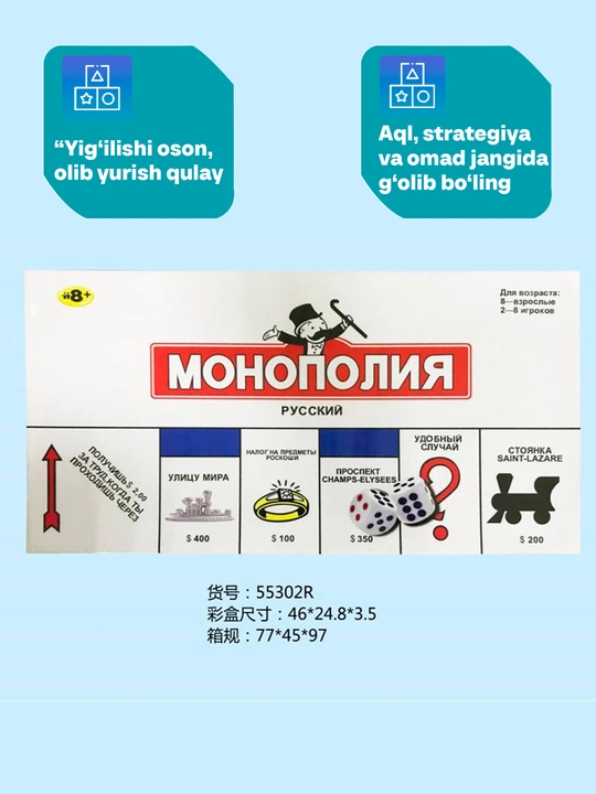 Игрушка настольная игра Монополия для детей и взрослых
