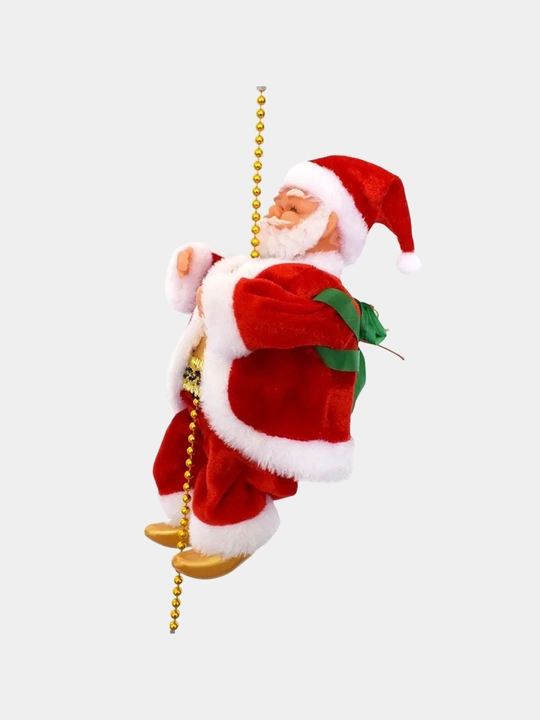 Yangi yil bezagi Santa Klaus, Arqonda osilgan Qorbobo, batareykada ishlaydi, musiqali