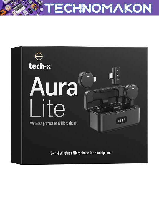 Simsiz mikrofon Tech-X Aura Lite, universal, 2 tasi 1 da smartfon uchun, dinamik