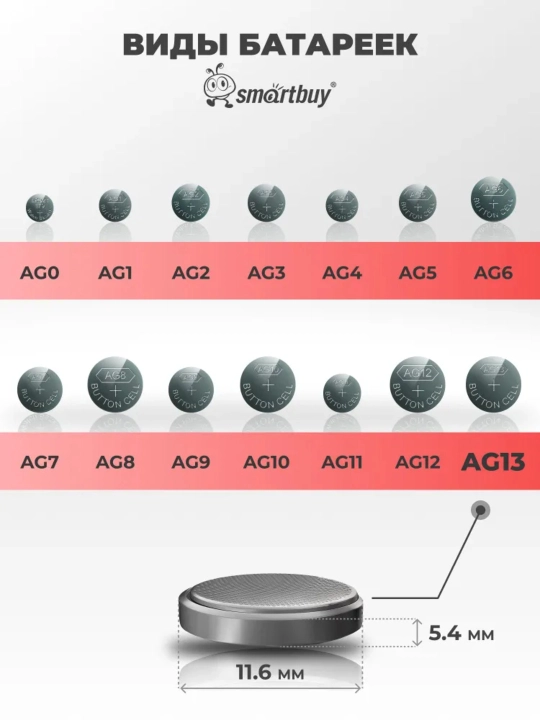 Alkalin batareyalar AG1 / AG4 / AG10 / AG13, 2 dona, 10 dona