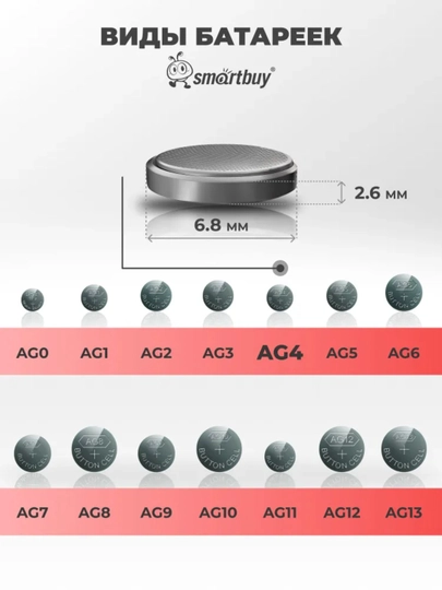 Alkalin batareyalar AG1 / AG4 / AG10 / AG13, 2 dona, 10 dona