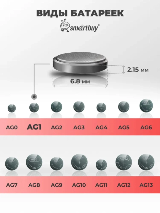 Alkalin batareyalar AG1 / AG4 / AG10 / AG13, 2 dona, 10 dona