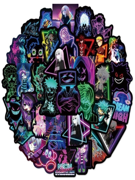 Nakleykalar, stikerlar “Anime” – 50 dona, o‘lchami 5.5 sm gacha - 