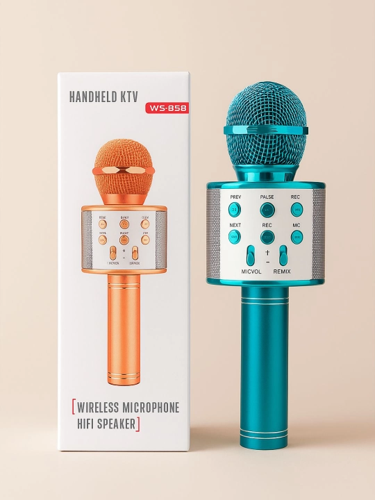 Караоке микрофон для детей, беспроводной с Bluetooth, WS-858, колонка с микрофоном